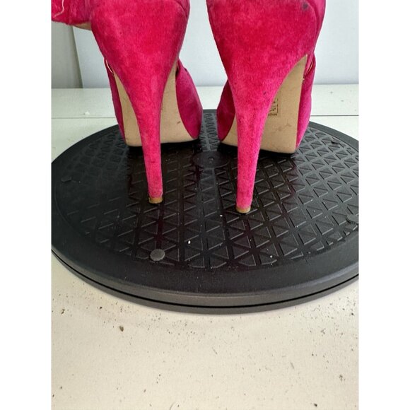 Dolce Vita Bright Pink Suede Strappy Platform Heels Sexy Barbiecore Sz 8.5 - Picture 4 of 8